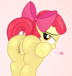 Size: 1600x1700 | Tagged: explicit, artist:an-tonio, artist:lord waite, apple bloom, anus, blank flank, bloom butt, butt, color edit, colored, earth pony, edit, female, filly, foal, foalcon, g4, heart, imported from derpibooru, looking back, nudity, plot, pony, presenting, show accurate, show accurate porn, solo, solo female, vulva