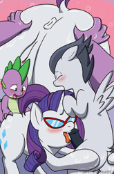 Size: 791x1200 | Tagged: explicit, artist:caluriri, rarity, spike, age difference, anus, blowjob, blushing, colt, colt on mare, cum, dragon, dragon on pony action, female, foal, foalcon, g4, gay, glasses, horsecock, imported from derpibooru, interspecies, male, mare, nudity, oral, ot3, pegasus, penis, pony, rumble, rumblespikety, rumblety, sex, ship:rumblespike, ship:sparity, shipping, straight, straight shota, unicorn, vagina, vulva