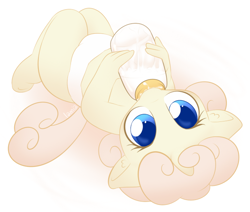 Size: 670x569 | Tagged: explicit, artist:lamia, oc, oc:butter cream, anthro, anthro oc, baby, babycon, blue eyes, bottle, colored pupils, cum, cute, diaper, female, filly, foal, foalcon, four fingers, horn, imported from derpibooru, not milk, oc only, ocbetes, small horn, solo, solo female, unguligrade anthro, unicorn, unicorn oc