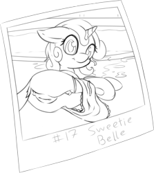 Size: 1580x1772 | Tagged: explicit, artist:fearingfun, sweetie belle, anus, clothes, cute, cute porn, diasweetes, dock, female, filly, foal, foalcon, g4, imported from derpibooru, monochrome, nudity, one-piece swimsuit, ponut, pony, sketch, solo, solo female, stripping, swimming pool, swimsuit, unicorn, vulva, water, wet, wet mane