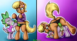 Size: 2600x1379 | Tagged: explicit, artist:anibaruthecat, spike, ahegao, anal insertion, anal orgasm, anus, ass, ass up, balls, begging, begging for it, bliss, blushing, butt, clothes, crossdressing, crying, diamond, dock, dragon, dress, drool, earring, enjoying, face down ass up, female, female on male, femboy, femdom, foalcon, g4, girly, harshdom, imported from derpibooru, insertion, lube, maid spike, male, malesub, mounting, ms. harshbooty, ms. harshwhinny, nudity, orgasm, pegging, penis, piercing, pleading, plot, raised tail, sex, sex toy, ship:spikewhinny, size difference, spikesub, straight, straight shota, strapon, submissive, tongue out