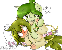 Size: 3000x2400 | Tagged: explicit, artist:ffb, oc, oc:floratheplantpony, caught, female, filly, foal, foalcon, frog (hoof), high res, hitachi wand, imported from derpibooru, masturbation, oc only, plant pony, sex toy, underhoof, vaginal secretions, vibrator, vine
