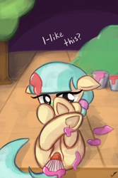 Size: 750x1125 | Tagged: explicit, artist:lumineko, coco pommel, cute, cute porn, earth pony, female, filly, filly coco pommel, foal, foalcon, g4, genitals, hooves, imported from derpibooru, improvised sex toy, insertion, made in manehattan, my little pony: friendship is magic, nudity, paintbrush, pony, season 5, sex toy, solo, solo female, underhoof, unusual insertion, vaginal insertion, vulva, younger