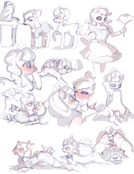 Size: 700x906 | Tagged: explicit, artist:hae-hyun, apple bloom, diamond tiara, anal insertion, anthro, blood, clothes, cunnilingus, dildo, double anal, double penetration, foalcon, g4, genitals, imported from derpibooru, insertion, lesbian, maid, monochrome, nosebleed, nudity, oral, pony, sex, sex toy, ship:diamondbloom, shipping, vaginal insertion, vibrator, vulva