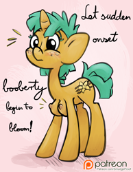 Size: 1161x1500 | Tagged: questionable, artist:smudge proof, anatomically incorrect, blushing, booberty, breasts, busty spice, chestbreasts, crotchboobs, crotchboobs plus chestboobs, delicious flat crotch, female, foalcon, g4, horn, imported from derpibooru, multiboob, nipples, nudity, patreon, patreon logo, pony, puberty, quadrupedal chest boobs, rule 63, sketch, snails, solo, solo female, spice, unicorn