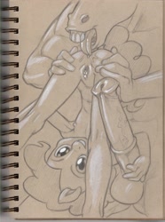 Size: 1189x1600 | Tagged: explicit, artist:bhawk, pinkie pie, oc, analingus, anthro, anus, armpits, big penis, breasts, delicious flat chest, female, foalcon, g4, hoers, hoers on female, horsecock, imported from derpibooru, impossibly large penis, male, nipples, nudity, oral, penis, piledriver, plantigrade anthro, sex, straight, traditional art, younger