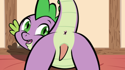 Size: 920x518 | Tagged: explicit, artist:lapster, spike, anus, ass, butt, dragon, foalcon, g4, imported from derpibooru, male, nudity, penis, presenting, solo, solo male
