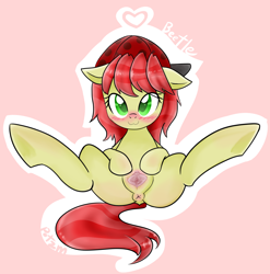 Size: 1932x1958 | Tagged: explicit, artist:potzm, oc, oc:beetle, :3, anus, blushing, clitoris, detailed vagina, female, filly, foal, foalcon, imported from derpibooru, nudity, oc only, presenting, solo, solo female, spread pussy, spreading, vagina, vulva
