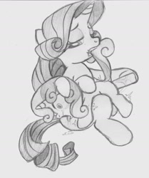 Size: 1188x1421 | Tagged: explicit, grimdark, artist:lockerobster, rarity, sweetie belle, anal insertion, bedroom eyes, crying, dildo, drool, female, female on female rape, foalcon, frown, g4, imported from derpibooru, incest, insertion, lesbian, lube, mare on filly, monochrome, mouth hold, open mouth, pony, pony on pony action, rape, rarity raping sweetie belle, sex, sex toy, shivering, siblings, sisters, sweetie rape, tail pull, tongue out, traditional art, unicorn, wide eyes