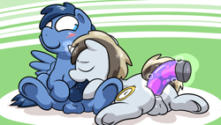 Size: 1500x850 | Tagged: explicit, artist:pokehidden, oc, oc:baux, oc:rainer, anal insertion, balls, blowjob, colt, colt on colt, dildo, foal, foalcon, gay, imported from derpibooru, insertion, male, masturbation, nudity, oc only, oral, penis, pony, pony on pony action, reverse foalcon, sex, sex toy, underhoof
