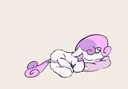 Size: 1333x930 | Tagged: explicit, artist:a6p, sweetie belle, anus, butt, casual nudity, cute, cute porn, diasweetes, female, filly, foal, foalcon, g4, genitals, imported from derpibooru, labia, nudity, pillow, ponut, pony, sleeping, sleeping in the nude, solo, solo female, sweetie butt, unicorn, vulva