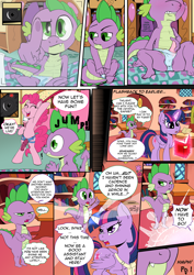 Size: 1771x2508 | Tagged: explicit, artist:kyokimute, pinkie pie, spike, twilight sparkle, comic:to all my fans..., alicorn, anus, camera, clothes, comic, earth pony, female, foalcon, g4, horsecock, imported from derpibooru, mare, masturbation, nudity, panties, penis, pony, sex toy, strapon, underwear, webcam