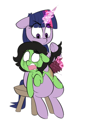 Size: 1040x1440 | Tagged: explicit, grimdark, artist:whydomenhavenipples, twilight sparkle, oc, oc:anon, oc:filly anon, abuse, ambiguous penetration, anonbuse, chest fluff, crying, dildo, earth pony, female, female on female rape, filly, foal, foalcon, frog (hoof), g4, imported from derpibooru, lesbian, ouch, over the knee, ponified, pony, rape, sex, sex toy, spanking, spiked dildo, twilight is a foal fiddler, underhoof, vaginal secretions