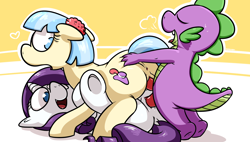 Size: 1500x850 | Tagged: explicit, artist:pokehidden, rarity, spike, 2 handfuls of dat ass, age difference, anus, baby, baby dragon, baby dragon on mare, bilateral penetration, butt, coco pommel, cute, cute porn, double penetration, dragon, dragon on pony action, earth pony, female, ffm threesome, foalcon, g4, group sex, hatbutt, hemipenis, horn, imported from derpibooru, interspecies, male, multidick, nudity, penetration, penis, plot, pony, sex, ship:cocospike, ship:sparico, ship:sparity, shipping, source needed, spike gets all the mares, straight, straight shota, threesome, tongue out, underhoof, unicorn, vagina, vaginal, wingless spike