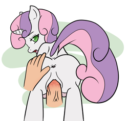 Size: 1186x1126 | Tagged: explicit, artist:anonjg, sweetie belle, anus, bedroom eyes, butt, disembodied hand, disembodied penis, dock, female, female focus, filly, foal, foalcon, g4, human, human male, human male on filly, human on pony action, human penis, imported from derpibooru, interspecies, looking at you, looking back, male, nudity, open mouth, penetration, penis, pixiv, plot, pony, sex, solo focus, straight, tongue out, vagina, vaginal, vaginal secretions, vulva
