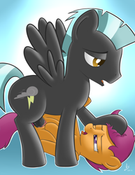 Size: 2975x3850 | Tagged: explicit, artist:vsdrawfag, scootaloo, age difference, backwards cutie mark, female, filly, foal, foalcon, g4, high res, imported from derpibooru, male, pony, sex, ship:scootalane, stallion, stallion on filly, straight, thunderlane, vaginal