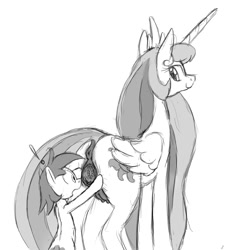 Size: 800x886 | Tagged: explicit, artist:tg-0, princess celestia, alicorn, anatomically correct, anus, bedroom eyes, bipedal, butt, colt, crotchboobs, dark genitals, dock, duo, earth pony, erect nipples, exclamation point, female, foal, foalcon, g4, grayscale, hymen, imported from derpibooru, long mane, long tail, looking back, male, mare, mare on colt, monochrome, nipples, nudity, open mouth, pipsqueak, plot, ponut, pony, raised tail, sexual exploration, ship:piplestia, smiling, spread pussy, spreading, straight, straight shota, surprised, teats, urethra, vagina, virgin, vulva, wide eyes