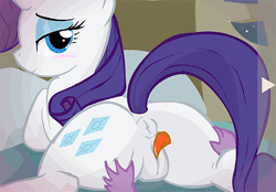 Size: 500x348 | Tagged: explicit, artist:swfpony, rarity, spike, 2 handfuls of dat ass, age difference, animated, anus, bedroom eyes, claws on butt, cunnilingus, disembodied hand, disembodied tongue, edit, female, foalcon, g4, hand, imported from derpibooru, interspecies, male, nudity, oral, ponut, pony, prostitution, sex, ship:sparity, shipping, smiling, straight, straight shota, unicorn, vulva