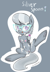 Size: 1239x1788 | Tagged: explicit, artist:potzm, silver spoon, anthro, breasts, bukkake, cum, earth pony, female, foalcon, g4, glasses, implied straight, imported from derpibooru, licking, nipples, nudity, pose, solo, solo female, tongue out, unguligrade anthro, vulva