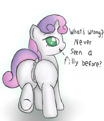 Size: 1200x1400 | Tagged: explicit, artist:php26, sweetie belle, anus, female, foalcon, g4, imported from derpibooru, looking at you, nudity, ponut, solo, solo female, vulva