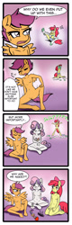 Size: 1122x3496 | Tagged: explicit, artist:anibaruthecat, apple bloom, scootaloo, sweetie belle, comic:fetish escalation, 4koma, anthro, apple bloomers, banned from derpibooru, belly button, breasts, casual nudity, clothed female nude female, comic, cutie mark crusaders, delicious flat chest, doll, earth pony, female, foalcon, g4, hoof feet, imported from derpibooru, imported from twibooru, lolicon, midriff, nipples, no shame, nudity, scootaflat, sitting, underage, undressing, unguligrade anthro, vulva