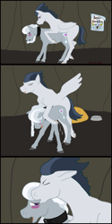 Size: 900x1800 | Tagged: explicit, artist:autumnbramble, silver spoon, blank flank, blushing, collar, comic, doggy style, earth pony, eyes closed, female, floppy ears, foalcon, from behind, g4, imported from derpibooru, male, moaning, open mouth, pegasus, pet bowl, pony, rumble, servant spoon, sex, slave, straight, vaginal secretions