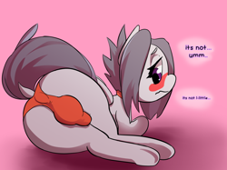 Size: 1280x955 | Tagged: explicit, artist:arkiiwarki, alternate hairstyle, anus, ask, ask trap-rumble, balls, blushing, butt, choker, clothes, crotch bulge, cute, dialogue, eyelashes, foal, foalcon, g4, imported from derpibooru, male, nudity, panties, penis, plot, rumble, solo, solo male, spankable coin purse, taint, trap, tumblr, underwear