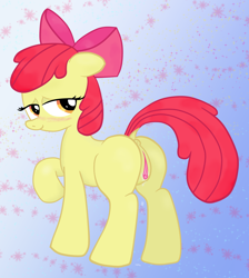 Size: 2020x2250 | Tagged: explicit, artist:an-tonio, artist:lord waite, apple bloom, anatomically correct, anus, bloom butt, blushing, butt, colored, female, filly, foal, foalcon, g4, heart clitoris, high res, imported from derpibooru, nudity, plot, ponut, show accurate, show accurate porn, solo, solo female, vaginal secretions, vulva, vulvar winking