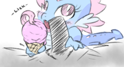 Size: 683x368 | Tagged: explicit, oc, oc:anon, oc:dim sum the dragon, censored, foalcon, ice cream, imported from derpibooru, oc only