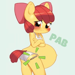 Size: 1024x1024 | Tagged: questionable, artist:aruurara, artist:preggoapplebloom, apple bloom, ambiguous facial structure, anthro, clothes, dead source, earth pony, edit, female, filly, foal, foalcon, g4, imported from derpibooru, mommabloom, panties, pregbloom, pregnancy test, pregnant, pregnant edit, pregnant foal, teen pregnancy, teenager, underwear, unfortunate implications, why