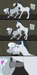 Size: 1500x3000 | Tagged: explicit, artist:autumnbramble, silver spoon, anatomically correct, anus, ass up, butt, collar, comic, cunnilingus, dark genitals, doggy style, earth pony, eyes closed, face down ass up, female, foalcon, from behind, g4, horsecock, imported from derpibooru, male, maledom, mounting, nudity, oral, pegasus, penis, plot, ponut, pony, poster, precum, reasonably sized genitals, rumble, servant spoon, sex, slave, straight, vaginal, vaginal secretions, vulva
