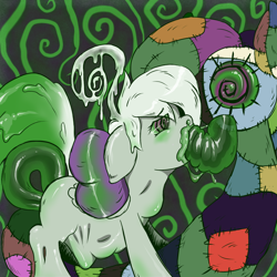 Size: 1280x1280 | Tagged: explicit, artist:dreadcoffins, oc, abdominal bulge, all the way through, blowjob, creampie, cum, cum in mouth, female, filly, foal, foalcon, imported from derpibooru, mind control, nudity, oc only, oral, oral creampie, penis, reverse anal, reverse penetration, sex, tentacle porn, tentacles, throat bulge, transformation, two holes one tentacle