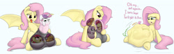 Size: 2980x929 | Tagged: explicit, artist:augustbebel, apple bloom, fluttershy, scootaloo, sweetie belle, autofellatio, balls, belly, big penis, blowjob, cock vore, comic, cum, cum in mouth, cutie mark crusaders, dialogue, earth pony, edit, excessive cum, fetish, filly, filly prey, flutterbat, flutterpred, foal, foalcon, futa, futa fluttershy, g4, head first, horsecock, imported from derpibooru, impossibly large balls, impossibly large belly, impossibly large penis, intersex, mare pred, masturbation, nudity, oral, pegasus, penis, pony, sex, simple background, swallowing, unicorn, vore