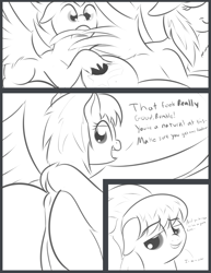 Size: 2550x3300 | Tagged: questionable, artist:cosmonaut, comic:chasing the scent, anus, bedroom eyes, butt, butt touch, cloudbutt, cloudchaser, comic, derpibooru exclusive, dock, duo, duo male and female, eyebrows, eyebrows visible through hair, female, floppy ears, foalcon, g4, genitals, high res, imported from derpibooru, looking back, male, mare, monochrome, musk, nudity, older, open mouth, pegasus, plot, ponut, pony, preening, prone, rumble, sheath, simplistic anus, simplistic vulva, smiling, spread wings, underhoof, unshorn fetlocks, vulva, wings
