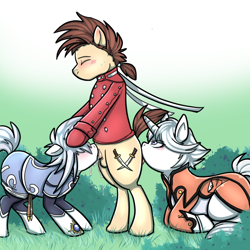 Size: 720x720 | Tagged: explicit, artist:deyogee, age difference, analingus, analingus on male, balls, bipedal, blowjob, clothes, colt, cum, earth pony, female, female on male, female on male analingus, ffm threesome, foal, foalcon, gay, genis sage, group sex, imported from derpibooru, lloyd irving, male, mare, nudity, oral, orgasm, penis, ponified, pony, raine sage, sex, stallion, stallion on colt, straight, tales of series, tales of symphonia, threesome, unicorn