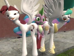Size: 1024x768 | Tagged: explicit, princess celestia, spike, oc, oc:fausticorn, 3d, alicorn, butt, dragon, female, fisting, foalcon, g4, gmod, imported from derpibooru, lost my keys, male, mare, plot, pony, ship:spikelestia, shipping, spike gets all the mares, straight, talk to the hand, trapped, trio