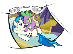 Size: 1500x1116 | Tagged: explicit, artist:blargsnarf, spike, age difference, anatomically correct, anus, ass, balls, bedroom eyes, butt, dark genitals, dead source, dialogue, dj pon-3, dragon, dragon on pony action, duo, duo male and female, eyes closed, female, first time, foalcon, g4, imported from derpibooru, interspecies, looking forward, male, mare, missionary position, moan, moaning, moaning in pleasure, nudity, on back, open mouth, penetration, penis, plot, ponut, pony, sex, ship:vinylspike, shipping, simple background, sloppy seconds, smiling, speech bubble, straight, straight shota, talking, text, transparent background, underhoof, unicorn, vaginal, vaginal secretions, vinyl scratch, vinyl slut, virgin, virginity, vulva, wingless spike