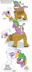Size: 1575x3544 | Tagged: explicit, artist:kyokimute, spike, aftersex, ahegao, anal, anal creampie, anus, ass, ass up, bedroom eyes, blushing, butt, comic, crack shipping, creampie, crotchboobs, cum, cumming, cute, cute porn, dialogue, doggy style, dragon, dragon on griffon action, duo, eyes closed, face down ass up, female, first time, foalcon, from behind, g4, gilda, griffon, gritted teeth, heart, hemipenis, hug, imported from derpibooru, interspecies, kissing, looking back, male, multiboob, multidick, nipples, nudity, open mouth, panting, penetration, penis, sex, ship:spilda, shipping, smiling, straight, straight shota, text, tongue out, vulva