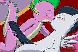 Size: 1200x808 | Tagged: explicit, artist:caluriri, spike, animated, blushing, cum, cumming, dragon, foalcon, french kiss, g4, gay, handjob, imported from derpibooru, kissing, male, nudity, orgasm, penis, rumble, ship:rumblespike