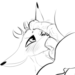 Size: 542x545 | Tagged: explicit, artist:dotkwa, ball sucking, balls, bramble, deer, fawn, foalcon, g4, gay, grayscale, imported from derpibooru, male, monochrome, nudity, penis