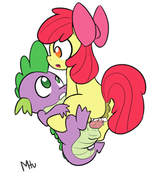 Size: 1280x1379 | Tagged: explicit, artist:miketheuser, apple bloom, spike, accidental creampie, anus, blushing, bow, butt, colored, cowgirl position, creampie, cum, cute, cute porn, dock, dragon, female, foalcon, g4, hair bow, imported from derpibooru, interspecies, male, nudity, penetration, penis, plot, ponut, premature ejaculation, sex, ship:spikebloom, shipping, straight, surprised, unwanted cumshot, vaginal, vulva