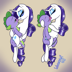 Size: 1848x1848 | Tagged: questionable, artist:dubstepina, rarity, spike, age difference, belly, belly button, dragon, duo, duo male and female, female, foalcon, g4, imported from derpibooru, interspecies, kiss on the lips, kissing, male, mare, obscured penetration, pony, sex, ship:sparity, shipping, softcore, straight, straight shota, tailboner, unicorn