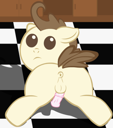 Size: 955x1080 | Tagged: explicit, artist:lapster, anus, babycon, balls, foalcon, g4, imported from derpibooru, looking back, male, nudity, penis, pound cake, solo, solo male