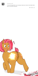 Size: 1500x3000 | Tagged: explicit, artist:cold-blooded-twilight, babs seed, anus, butt, cutie mark, female, foalcon, g4, imported from derpibooru, nudity, plot, ponut, pony, short hair, solo, solo female, tumblr, vulva