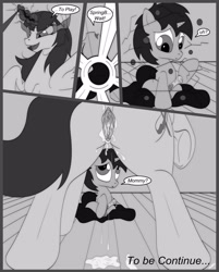 Size: 2011x2500 | Tagged: explicit, artist:miniferu, oc, oc:handy hoofs, oc:spring beauty, comic:rough night, age regression, alicorn, alicorn oc, aphrodisiac, balls, butt, colt, comic, cum, dark magic, dialogue, female, foal, foalcon, framed by legs, high res, horsecock, imminent sex, imported from derpibooru, looking down, looking up, magic, male, monochrome, nudity, oc only, penis, plot, pony, reasonably sized genitals, sombra eyes, speech bubble, spread wings, springhoofs, straight, straight shota, unicorn, vagina, vaginal secretion stain, vaginal secretions, vulva, wet, wings, younger