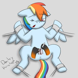 Size: 2000x2000 | Tagged: explicit, grimdark, grotesque, artist:vladimir, rainbow dash, abuse, anus, blood, bondage, butt, circumcision, clitoridectomy, clitoris, dashabuse, female, female genital mutilation, filly, filly rainbow dash, floppy ears, foal, foalcon, g4, hand, high res, horror, imported from derpibooru, nudity, on back, open mouth, plot, pony, scalpel, simplistic anus, solo, solo female, spread wings, torture, vulva, wings, younger