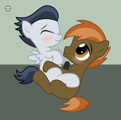 Size: 1703x1682 | Tagged: explicit, artist:sasukex125, button mash, anal, blushing, colt, colt on colt, cowgirl position, foal, foalcon, g4, gay, imported from derpibooru, male, nudity, penetration, penis, pony, pony on pony action, reasonably sized genitals, rumble, scrunchy face, sex, ship:rumblemash