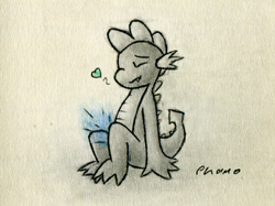 Size: 855x641 | Tagged: explicit, artist:phano, rarity, spike, dragon, foalcon, g4, grayscale, heart, implied rarity, imported from derpibooru, magicjob, male, monochrome, partial color, ship:sparity, shipping, solo, solo male, straight