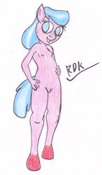 Size: 351x600 | Tagged: explicit, artist:rdk, anthro, aquamarine, background pony, banned from derpibooru, breasts, delicious flat chest, female, filly, foal, foalcon, g4, imported from derpibooru, imported from twibooru, lolicon, nipples, nudity, solo, solo female, traditional art, underage, vulva