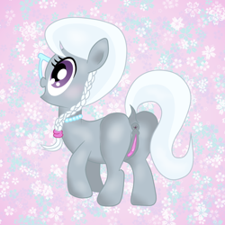 Size: 1200x1200 | Tagged: explicit, artist:lord waite, silver spoon, anus, braid, butt, dock, female, foalcon, g4, glasses, imported from derpibooru, necklace, nudity, plot, solo, solo female, stylistic suck, vulva